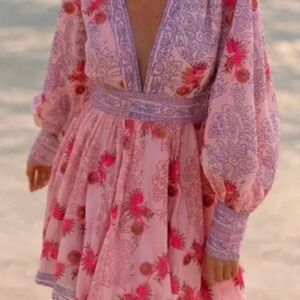 Oliphant V-Neck Mini Dress – Dunmore Pink | Embellished & Elegant - Size S